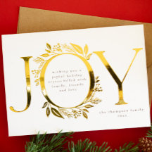 Joy Gold Foil Foliage Berry Wreath Foto White