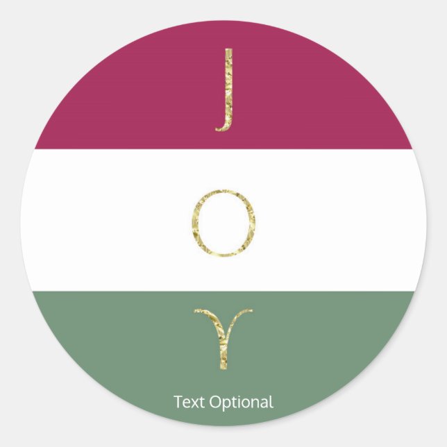 JOY Gold Sparkle Farbblock Holiday Custom Party Runder Aufkleber (Vorderseite)