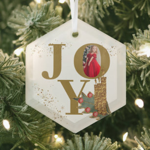 Joy Gold Sparky Weihnachtskerzen Foto Ornament Aus Glas