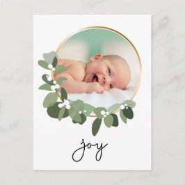 Joy Gold Wreath Baby Foto Weihnachten Postkarte