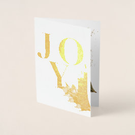 Joy Golden Candles Holly Berries Weihnachten Folienkarte