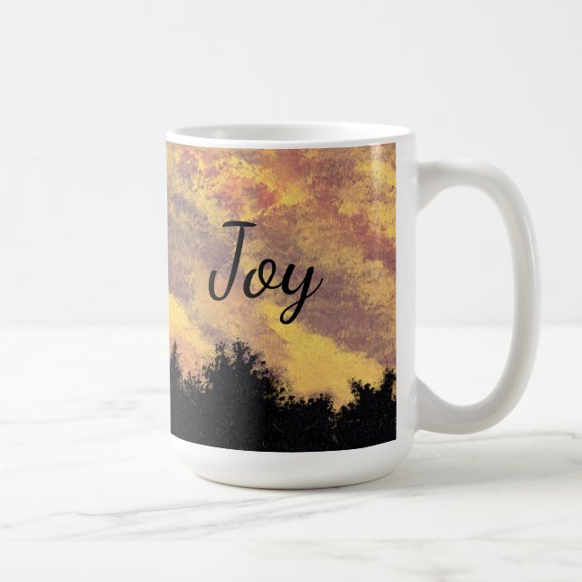 Joy - "Golden Sunset Pines" Tasse von All Joy Art (Rechts)