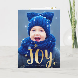 JOY Goldene Weihnachtsfotokarte Karte