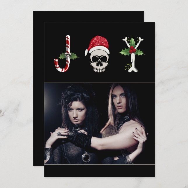 Joy Gothic Weihnachts-Foto Weihnachtskarte Feiertagskarte (Vorne/Hinten)