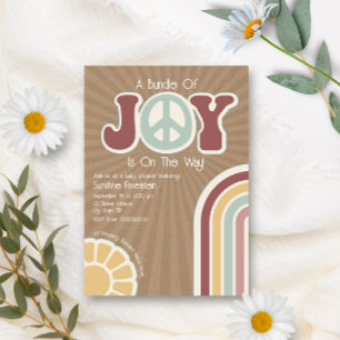 Joy Groovy Peace Mute Cardstock Baby Einladung