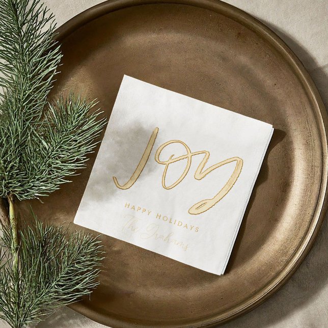 Joy Hand Lettered Holiday Foil Napkins Servietten Mit Folie (Joy Hand-Lettered Holiday Gold Foil Christmas Cocktail Napkins)