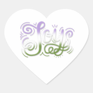 Joy Hand Lettering Genderqueer Pride Green Lila Herz-Aufkleber