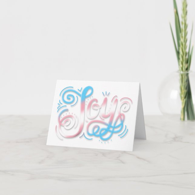 Joy Hand Lettering Transgender Trans Pride Flag Dankeskarte (Vorderseite)
