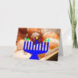 "Joy" Hanukkah Donuts und menorah Ferienkarte Feiertagskarte