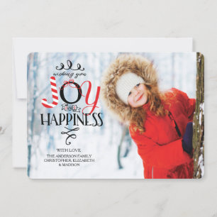 Joy & Happiness Flat Christmas Holiday Foto Card Feiertagskarte