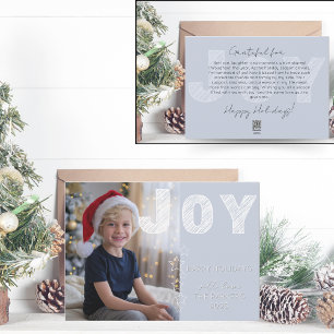 JOY & Happy Holidays Family Foto Eisblau Feiertagskarte