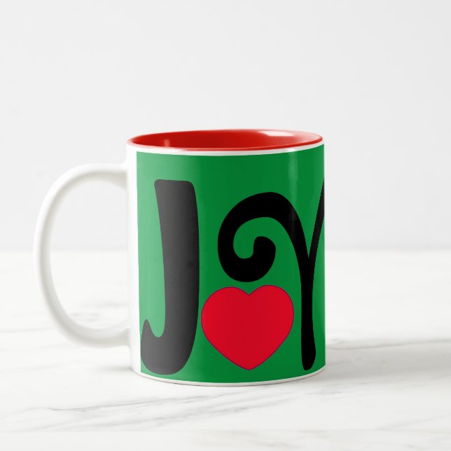 Joy Heart Liebe Zweifarbige Tasse (Links)
