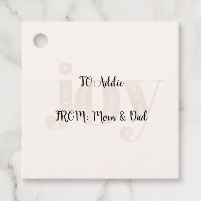 Joy Holiday Favor Tags Geschenkanhänger (Vorderseite)