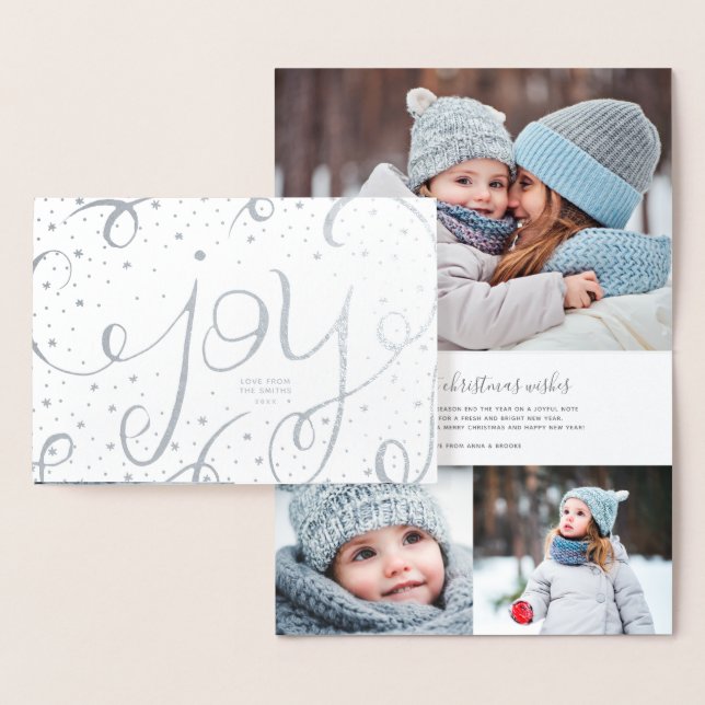 Joy Holiday Foto Cards | Silberschimmer Folienkarte (Anzeige)