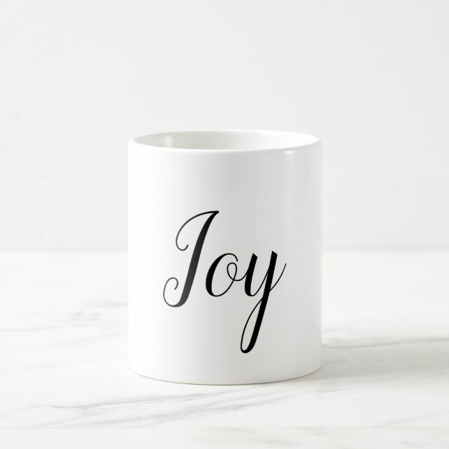 Joy Holiday Minimal White Elegante Text Kaffeetasse (Mittel)