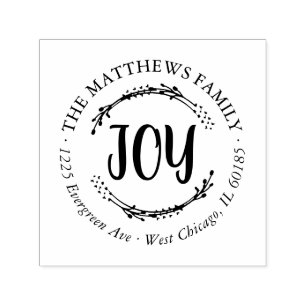 Joy Holiday Round Rücksendeadresse Briefmarke Permastempel
