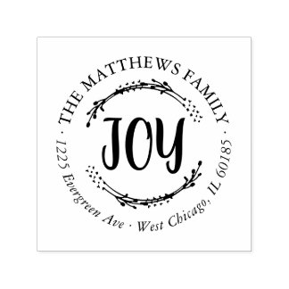 Joy Holiday Round Rücksendeadresse Briefmarke Permastempel