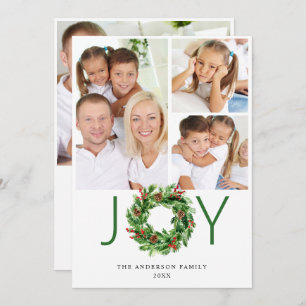 Joy Holly Berry Pine Weihnachtsfeier 4 FOTO Feiertagskarte