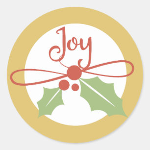 Joy Holly Gold und Red Christmas Stickers
