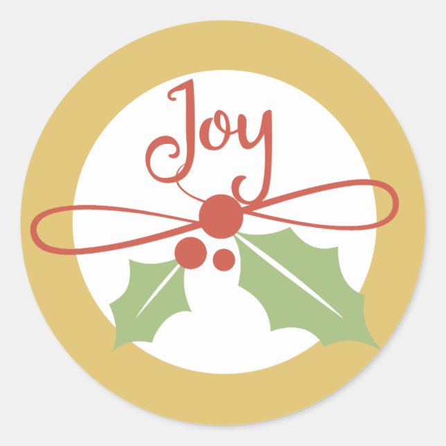 Joy Holly Gold und Red Christmas Stickers (Vorderseite)
