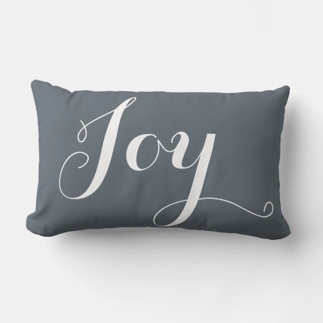 "Joy", "Hope Christmas and New Year Blue" Lendenkissen (Vorderseite)