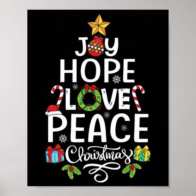 Joy Hope Liebe Friede Weihnachtsbaum Familie Weihn Poster (Vorne)