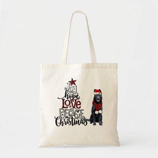 Joy Hope Liebe Peace Christmas Black German Shephe Tragetasche (Vorne)