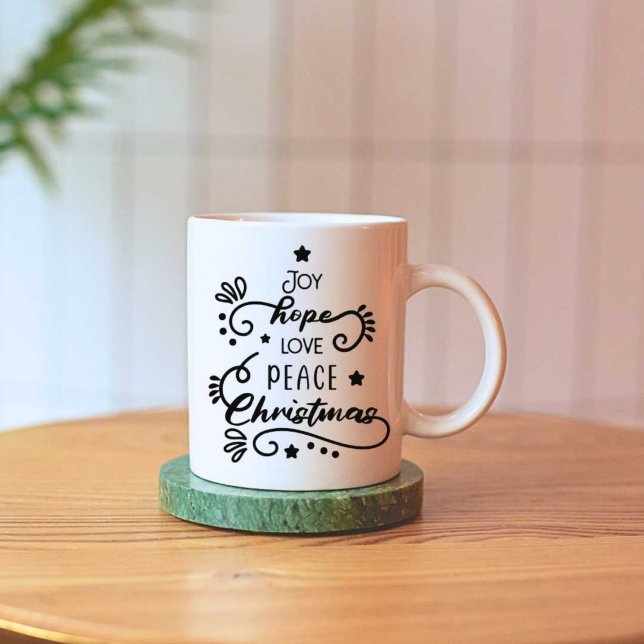 Joy Hope Liebe Peace Christmas Print Modern White Kaffeetasse (Von Creator hochgeladen)