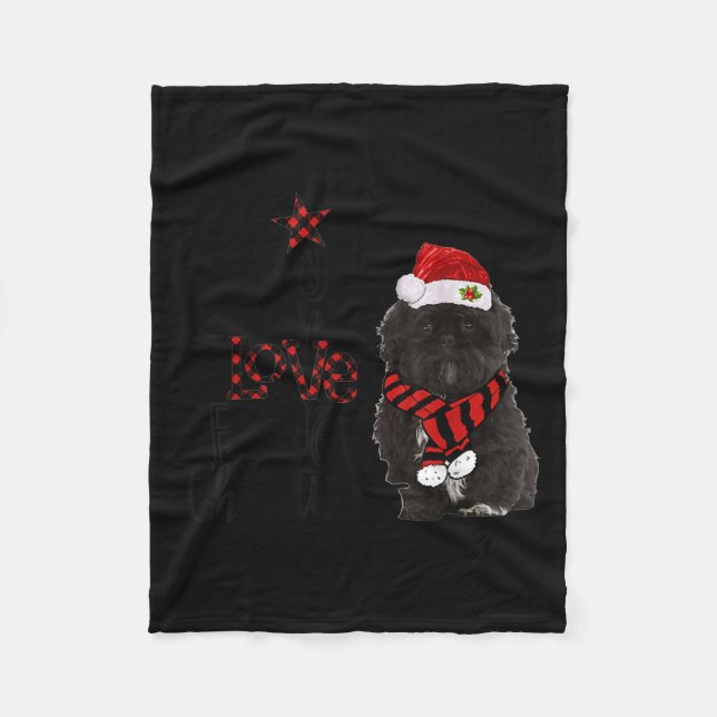 Joy Hope Love Peace Christmas Black Shih Tzus 2020 Fleecedecke (Vorderseite)