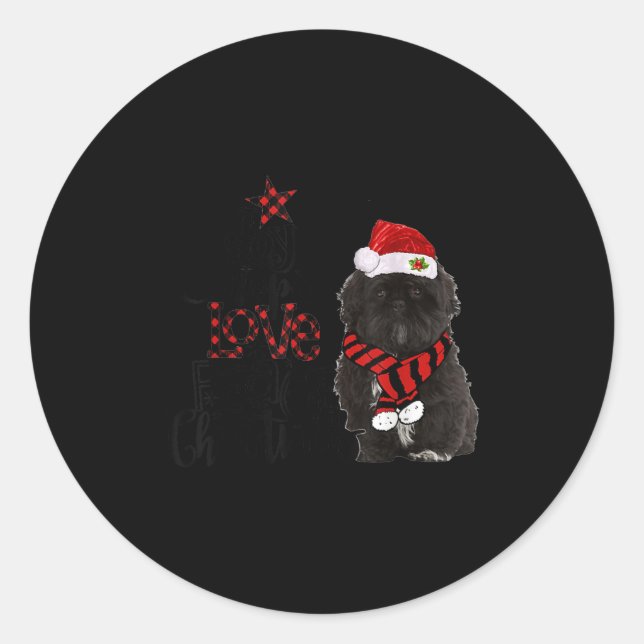 Joy Hope Love Peace Christmas Black Shih Tzus 2020 Runder Aufkleber (Vorderseite)