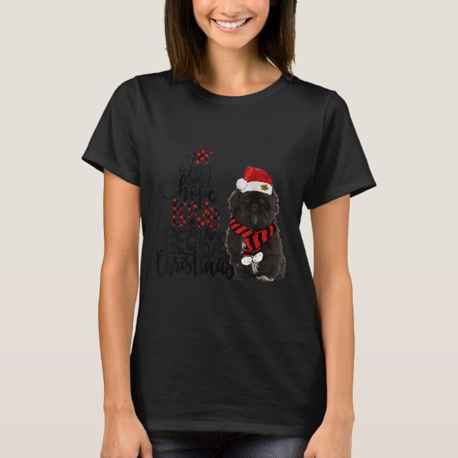 Joy Hope Love Peace Christmas Black Shih Tzus 2020 T-Shirt (Vorderseite)