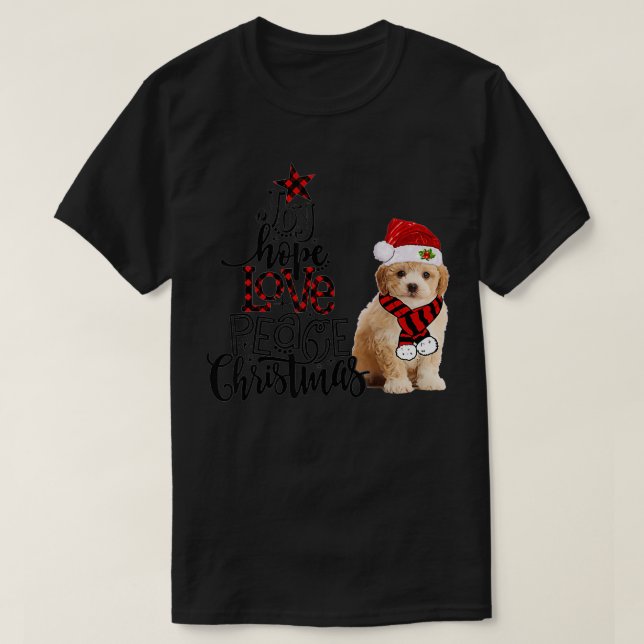 Joy Hope Love Peace Christmas Cavapoochon 2020  T-Shirt (Design vorne)