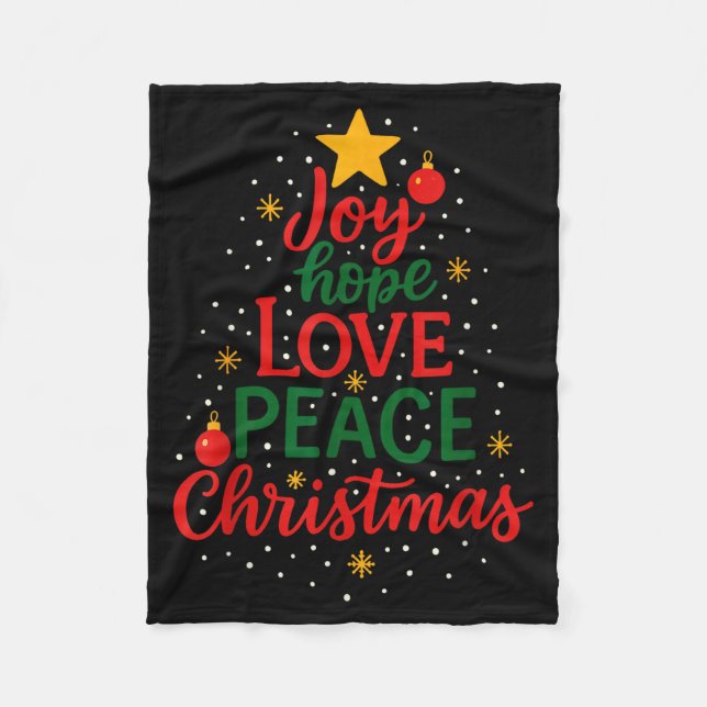 Joy Hope Love Peace Christmas Merry Xmas Family Ma Fleecedecke (Vorderseite)