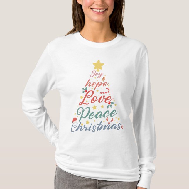 Joy Hope Love Peace Christmas T-Shirt (Vorderseite)