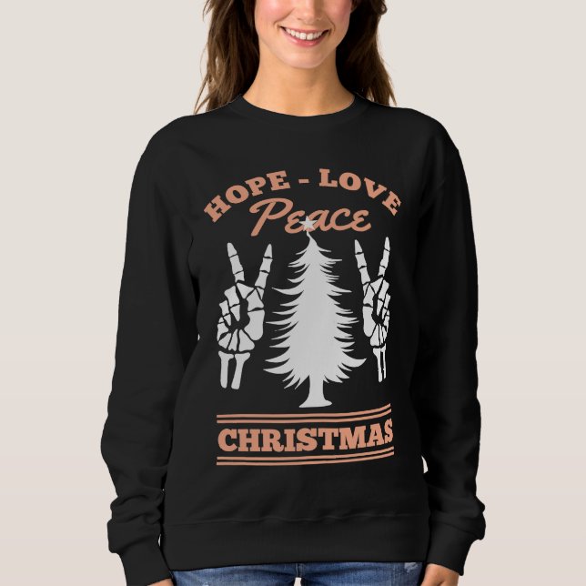 Joy Hope Love Peace Christmas Tree Red Buffalo Pla Sweatshirt (Vorderseite)