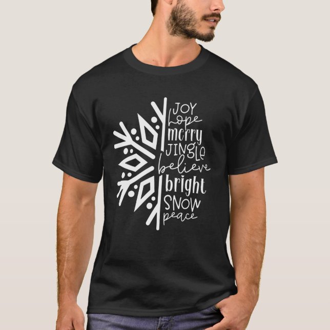 Joy Hope Merry Jingle glaube Bright Snow Peace Ch T-Shirt (Vorderseite)