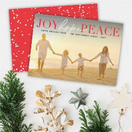 Joy Hope Peace Classic Typografy Modern Foto Feiertagskarte