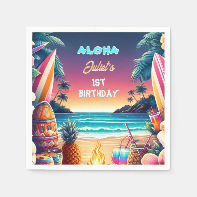 Joy hula Luau Surf aloha hawaiian 1. Serviette (Vorderseite)