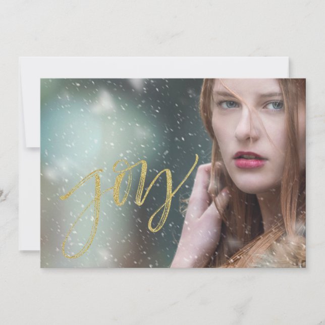 Joy Imitats Gold Script Feiertagskarte (Vorderseite)