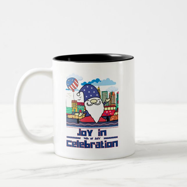 Joy in 4th of July Celebration Zweifarbige Tasse (Links)