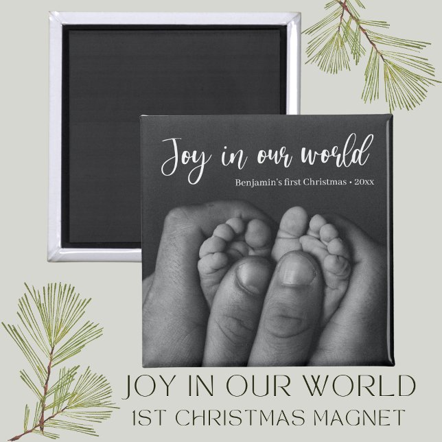 "Joy in our world" Der erste Weihnachtsurlaub des  Magnet (joy in our world photo Christmas magnet babys first christmas holiday gift)