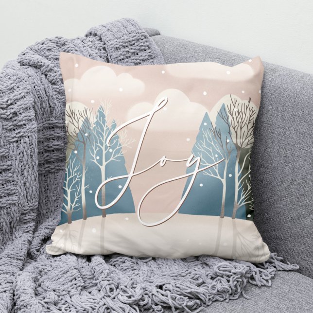 Joy in Snowy Forest | Winter Woodland Weihland Kissen (Von Creator hochgeladen)