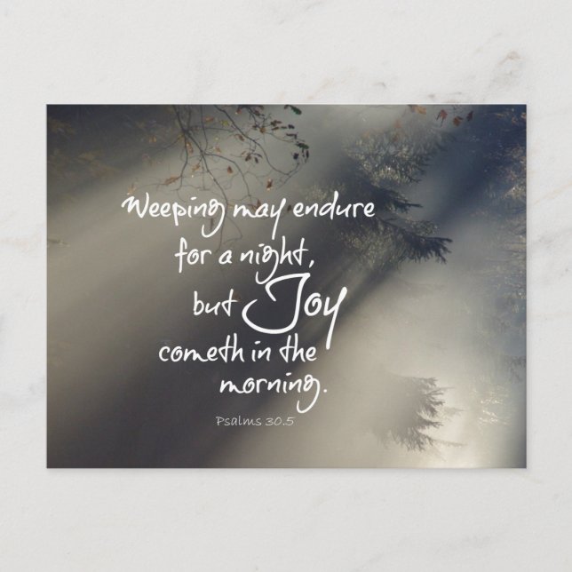 Joy in the Morning Bible Verse Postkarte (Vorderseite)