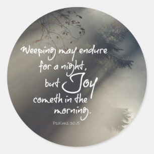 Joy in the Morning Bible Verse Runder Aufkleber