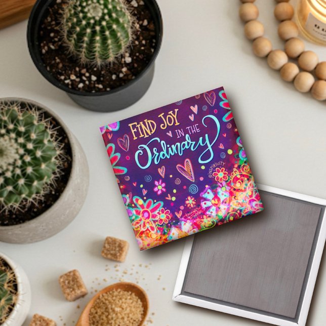 Joy Inspirivity Lila Fun Floral Inspirierend Magnet (Von Creator hochgeladen)