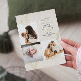 Joy Ivory Birth Announcement Gold Foil Holiday Folien Feiertagskarte