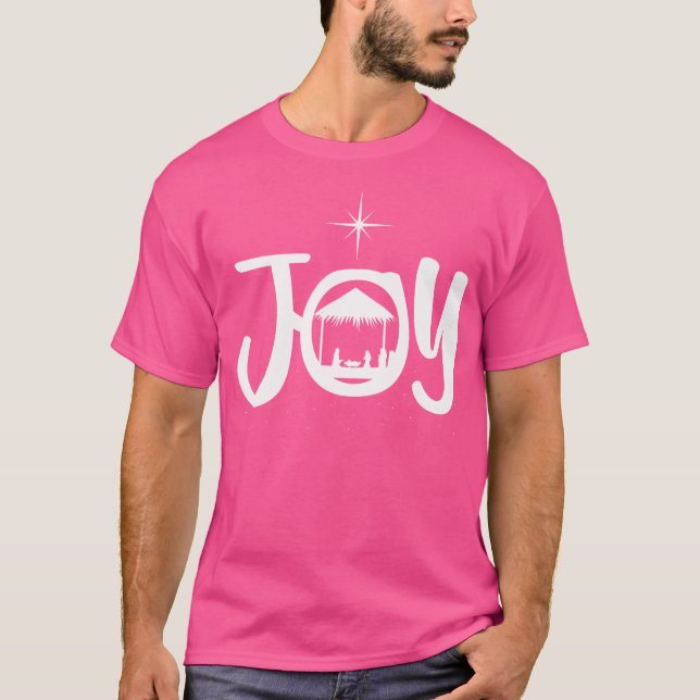 Joy Jesus Nativity Szene Cool Weihnachtskleid T-Shirt (Vorderseite)