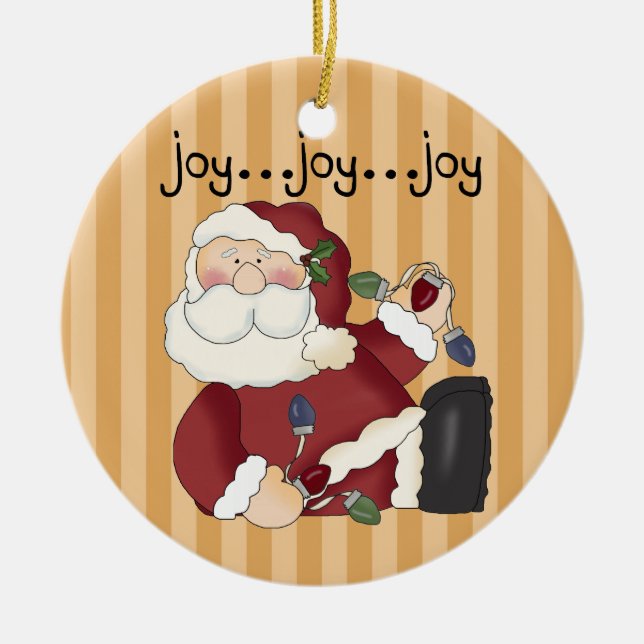Joy Joy Joy Santa Ornament (Vorne)