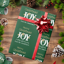 Joy! Joyful Chic Rustic Script Green Weihnachten Geschenkpapier