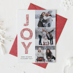 JOY Letters Red Christmas Foto Collage Feiertagskarte<br><div class="desc">JOY Foliage Letters Red Christmas Foto Collage Flat Card | Senden Sie Weihnachten Grüße mit dieser modernen und skurrilen Urlaubskarte. Es zeichnet sich durch JOY Foliage dekorative Typografie und festliche Muster aus. Personalisieren Sie diese durch Hinzufügen von Namen,  Nachrichten und Fotos.</div>